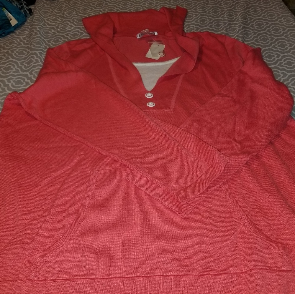 Cj banks sweater. Coral 2x NWT, cute white inset